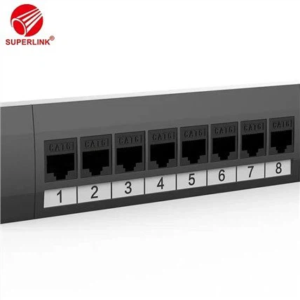 24ポートパッチパネル1U19インチラックマウント互換CAT6LANネットワークブラック